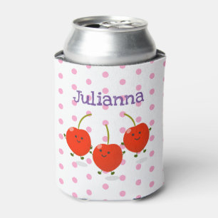 Cute happy cherries cartoon illustratie blikjeskoeler