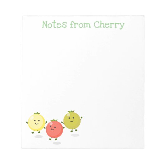 Cute happy cherry tomaten cartoon illustration notitieblok (Voorkant)