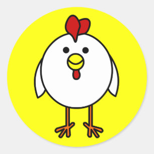 Cute Happy Chicken Ronde Sticker