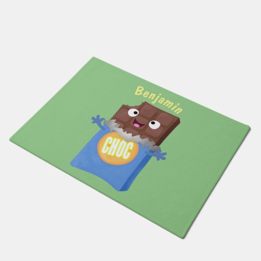 Cute happy chocola snoep bar cartoon deurmat (Schuin)