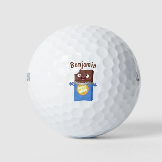 Cute happy chocola snoep bar cartoon golfballen (Voorkant)