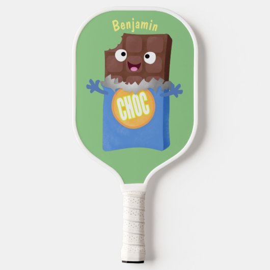 Cute happy chocola snoep bar cartoon pickleball paddle (Achterkant)