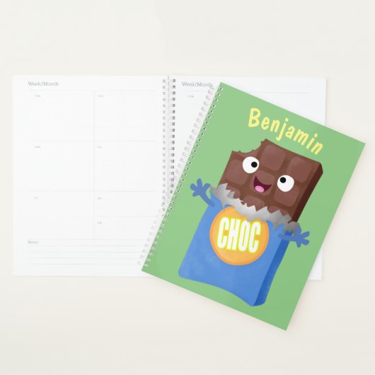 Cute happy chocola snoep bar cartoon planner (Display)
