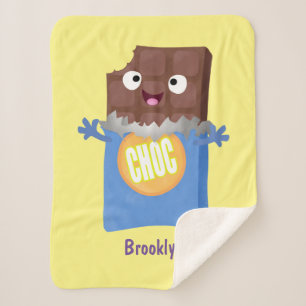 Cute happy chocola snoep bar cartoon sherpa deken