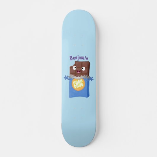 Cute happy chocola snoep bar cartoon skateboard (Voorkant)