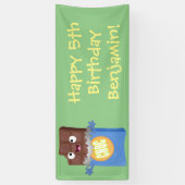 Cute happy chocola snoep bar cartoon spandoek (Verticaal)
