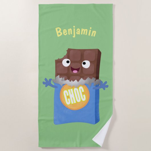 Cute happy chocola snoep bar cartoon strandlaken (Voorkant)