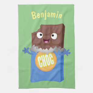 Cute happy chocola snoep bar cartoon theedoek