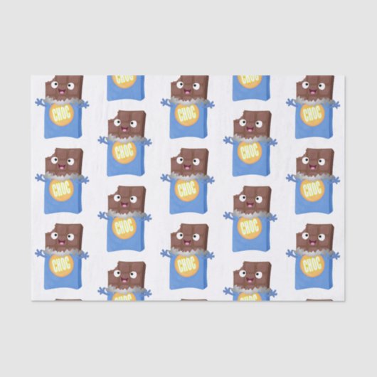 Cute happy chocola snoep bar cartoon tissuepapier (Voorkant)