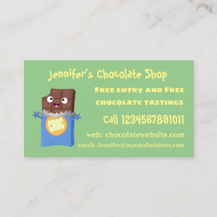 Cute happy chocola snoep bar cartoon visitekaartje