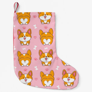 Cute happy corgi dog naadloos patroon kleine kerstsok