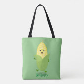 Cute happy corn cartoon illustratie draagtas (Achterkant)