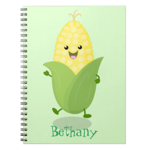 Cute happy corn cartoon illustratie notitieboek