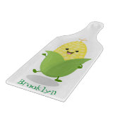 Cute happy corn cartoon illustratie snijplank (Hoek)