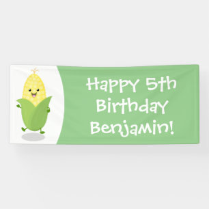Cute happy corn cartoon illustratie spandoek