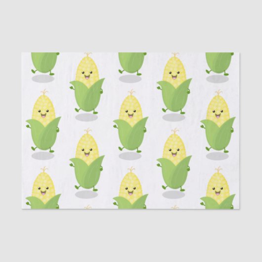 Cute happy corn cartoon illustratie tissuepapier (Voorkant)