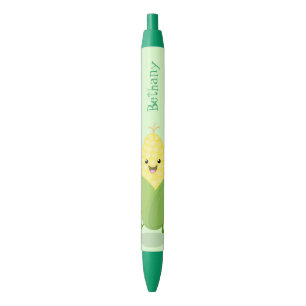 Cute happy corn cartoon illustratie zwarte inkt pen