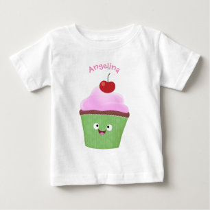 Cute happy cupcake cartoon-illustratie