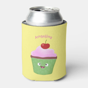 Cute happy cupcake cartoon-illustratie blikjeskoeler