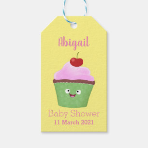 Cute happy cupcake cartoon-illustratie cadeaulabel
