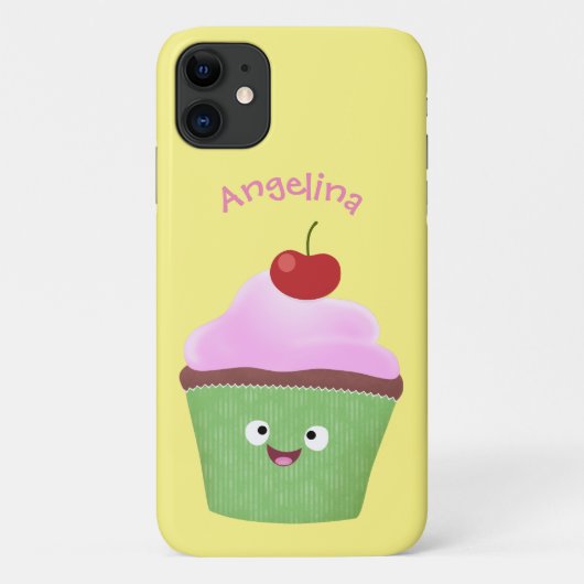 Cute happy cupcake cartoon-illustratie Case-Mate iPhone case (Achterkant)