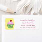 Cute happy cupcake cartoon-illustratie etiket (Insitu)