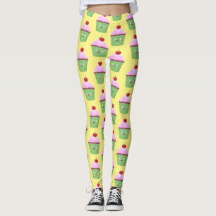 Cute happy cupcake cartoon-illustratie leggings