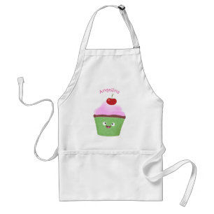 Cute happy cupcake cartoon-illustratie standaard schort