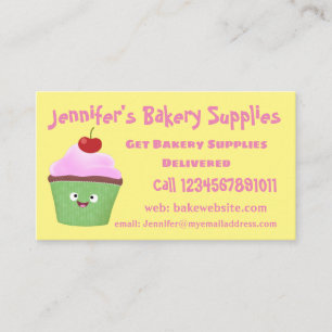 Cute happy cupcake cartoon-illustratie visitekaartje