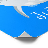 Cute happy dolphin bubbles cartoon illustratie poster (Hoek)