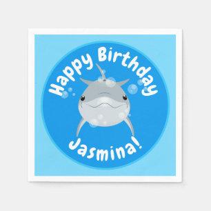 Cute happy dolphin bubbles cartoon illustratie servet