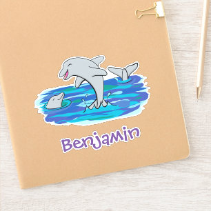 Cute happy dolphins cartoon illustratie sticker