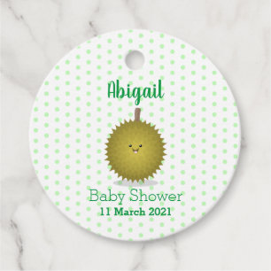 Cute happy durian cartoon illustratie bedankjes labels