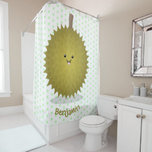 Cute happy durian cartoon illustratie douchegordijn