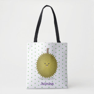 Cute happy durian cartoon illustratie draagtas