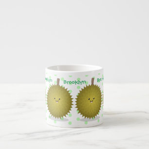 Cute happy durian cartoon illustratie espresso kop