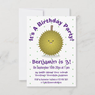 Cute happy durian cartoon illustratie kaart