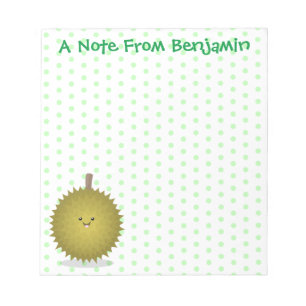 Cute happy durian cartoon illustratie notitieblok