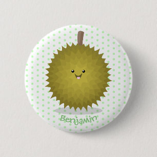 Cute happy durian cartoon illustratie ronde button 5,7 cm