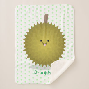 Cute happy durian cartoon illustratie sherpa deken