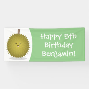 Cute happy durian cartoon illustratie spandoek