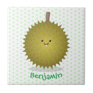 Cute happy durian cartoon illustratie tegeltje