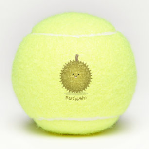 Cute happy durian cartoon illustratie tennisballen