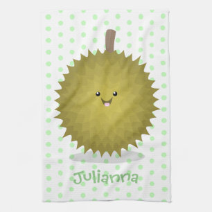 Cute happy durian cartoon illustratie theedoek