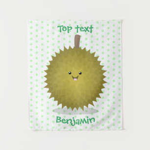 Cute happy durian cartoon illustratie wandkleed