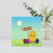 Cute Happy Easter Baby Chick Kaart (Staand voorkant)