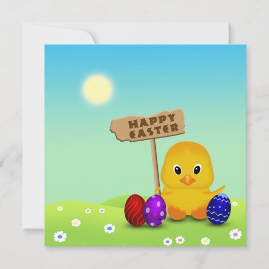 Cute Happy Easter Baby Chick Kaart (Voorkant)