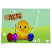 Cute Happy Easter Baby Chick Large Cadeauzakje (Voorkant)