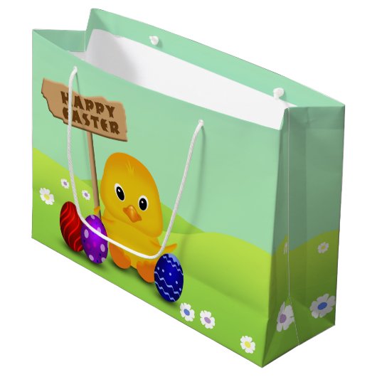Cute Happy Easter Baby Chick Large Cadeauzakje (Voorkant Gekanteld)
