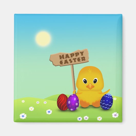 Cute Happy Easter Baby Chick Magneet (Voorkant)